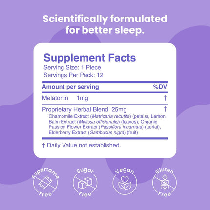 Sleep & Recharge Meltaway Mints - Contains Melatonin 1 Mg, Chamomile & Elderberry - Travel Aid for Nighttime Relaxation & Healthy Sleep Cycle - Mixed Berry, 72 Ct